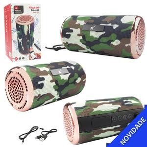 Caixa de Som Bluetooth 5W Rms 150HZ-20KHZ Atende chamadas Entrada USB Auxiliar Micro SD Tecido Camuflado XTRAD XDG-153