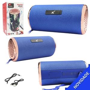 Caixa de Som Bluetooth 5W Rms 150HZ-20KHZ Atende chamadas Entrada USB Auxiliar Micro SD Tecido Azul XTRAD XDG-153