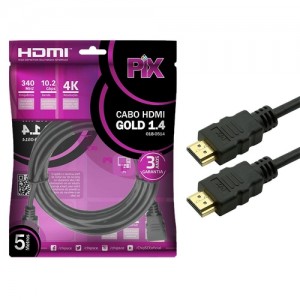 Cabo HDMI PIX Gold 1.4 - 4k ultrahd 15p 5m