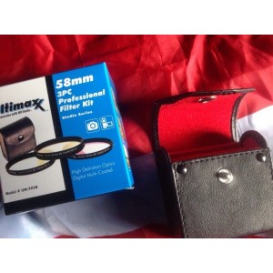 Kit 3 Lentes Ultimaxx 58mm Com Case, cpl, fl-d Uv, Kit de Filtro Polarizador e Fld Deluxe