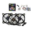 Kit 3 Cooler Led 120Mm RGB Com 1 Fita Led E Controle DX-123L