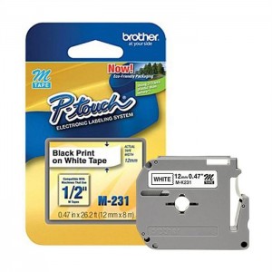 FITA BROTHER M231 12 MM - PRETO-BRANCO - M231 