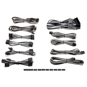 KIT Cabos Pro Corsair Premium Tipo4 G3 Individ. WHITE/BLACK - PN # CP-8920156