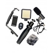 Kit Iluminador LED celular youtube live  6 Em1 Mic LedTripé