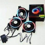 Cooler FAN Newdrive p/Gab. KIT c/3 x 12cm RGB c/controle BOX - PN # FAN3X12CMRGBCX