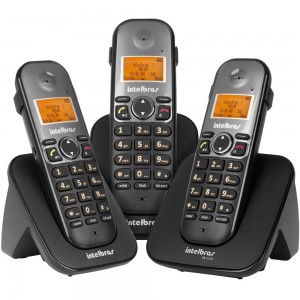 TELEFONE INTELBRAS SEM FIO TS 5123 BASE E 2 RAMAIS - PRETO - 4125123