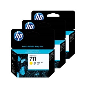 CARTUCHO HP PLOTTER 711 P/ T120 E T520 - AMARELO 29ML - PACOTE COM 3 - CZ136AB