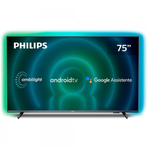 Smart TV Philips 75" 4K UHD LED 75PUG7906/78, Ambilight, Dolby Vision, Dolby Atmos, Bluetooth, Wi-Fi, 4 HDMI, 2 USB, Biv