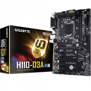 Placa Mae Gigabyte H110-D3A(1151/DDR4/ATX-30.5x19cm) - c/ 6 PCIe Slots Minin PN # GA-H110-D3A