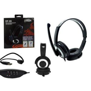 Headphone com microfone e controle de volume USB 2.0 DF-55