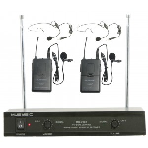 2 Microfones Sem Fio Lapela Profissional Sistema de Lapela VHF 