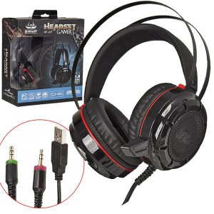 Headphone Gamer Com Microfone Sound Bass Vibration Vermelho Knup KP-417