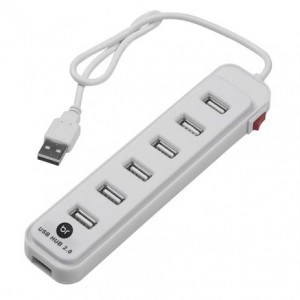 Adaptador Usb 7 Portas C/ Chave Seletora High Speed BRANCO