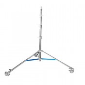 Tripé De Iluminação Aço Inox Fc-450 Com Rodinhas 4,5m Inox