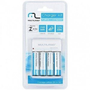 Carregador Multilaser De Pilhas + 4 Pilhas Aa - Bivolt CB054