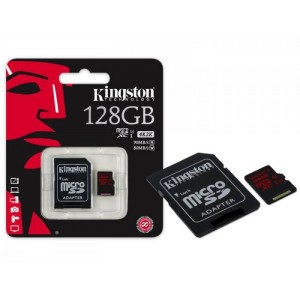 Cartão Memoria Micro SD Kingston 128Gb + Adpt. CL 10 Linha SDCA3 - PN # SDCA3/128GB