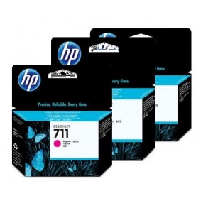 CARTUCHO HP PLOTTER 711 P/ T120 E T520 - MAGENTA 29ML - PACOTE COM 3 - CZ135AB