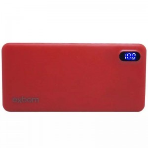 Carregador Portatil Power Bank 1 Porta USB Display Led Bateria 10000mAh Celular Tablet e Cabo USB V8 Vermelho EXBOM PB-M