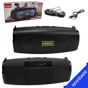 Caixa de Som Bluetooth USB 10W Micro SD Card Preto KM-223
