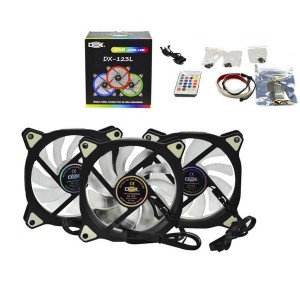 Kit 3 Cooler Led 120Mm RGB Com 1 Fita Led E Controle DX-123L
