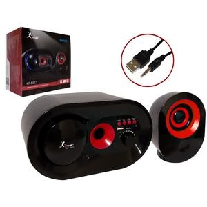 Caixa De Som 2.1 Subwoofer Com Bluetooth Fm Usb Sd Card E Cabo Auxiliar 16W Vermelho Kp-6013