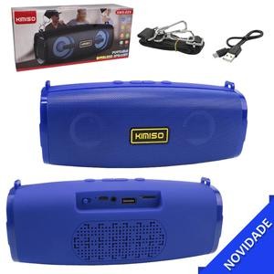 Caixa de Som Bluetooth USB 10W Micro SD Card Azul KM-223