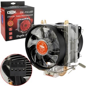 Cooler Game Duplo Fan Com 15 Leds Para CPU Vermelho DX-9115D
