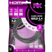 Cabo HDMI PIX Gold 1.4 - 4k ultrahd 15p 3m