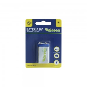 Bateria Green 9V 500MA - Recarregavel c/ Carga