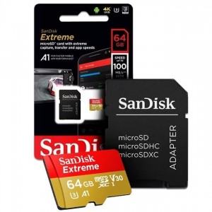 Cartão memoria micro sd 64gb Sandisk Extreme 100/mbs 4k u3