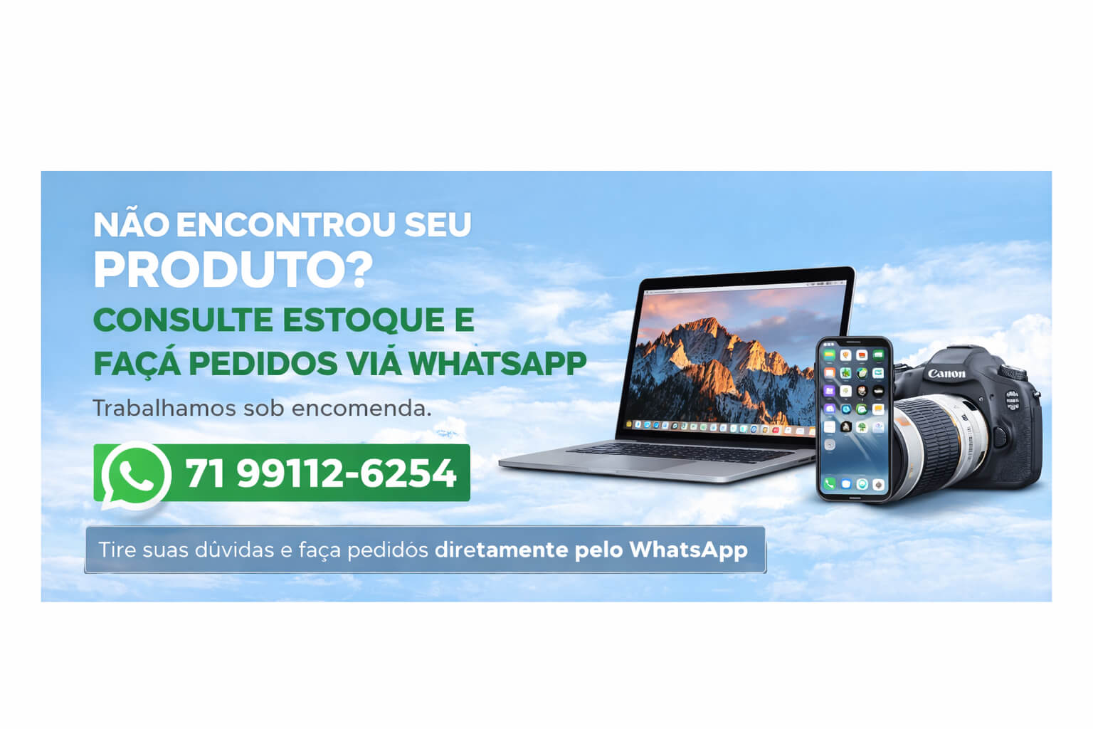 Consulte estoque e faça pedidos via WhatsApp